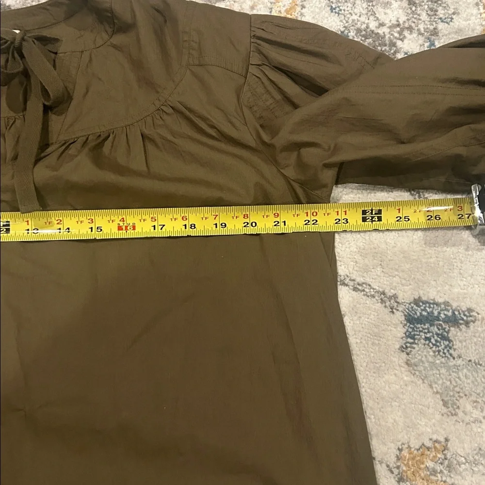 Ulla Johnson Delaney Blouse Olive Green Cotton Puff Sleeve Top Size 4 Boho Chic - Picture 11 of 12